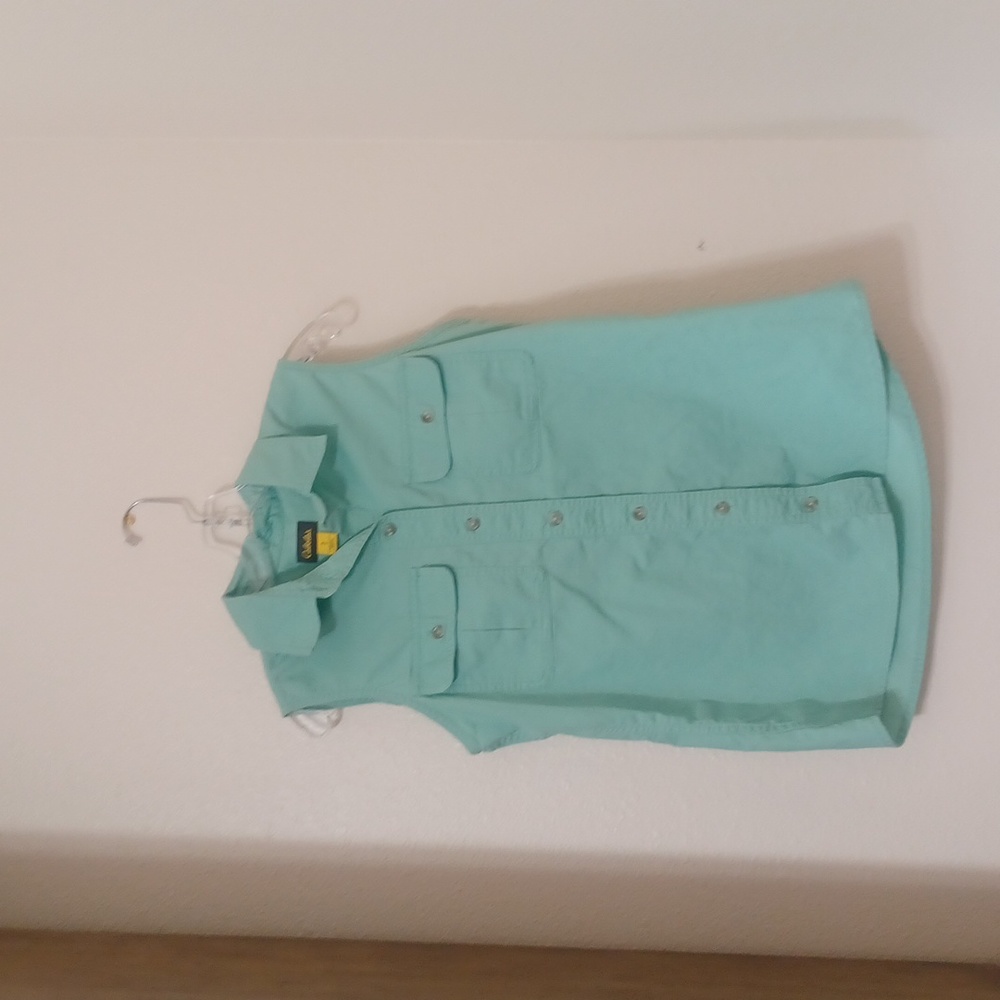 Cabela’s Sleeveless Button Down Top Size Small Petite Collar Shirt